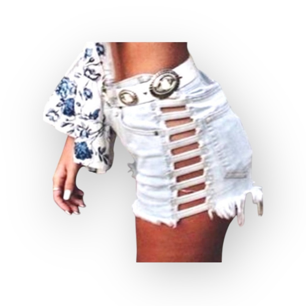 new LF Carmar ☆彡Cullen Open Ladder Side Denim Shorts ☆彡 Washed Denim ☆彡 28 - Picture 14 of 16